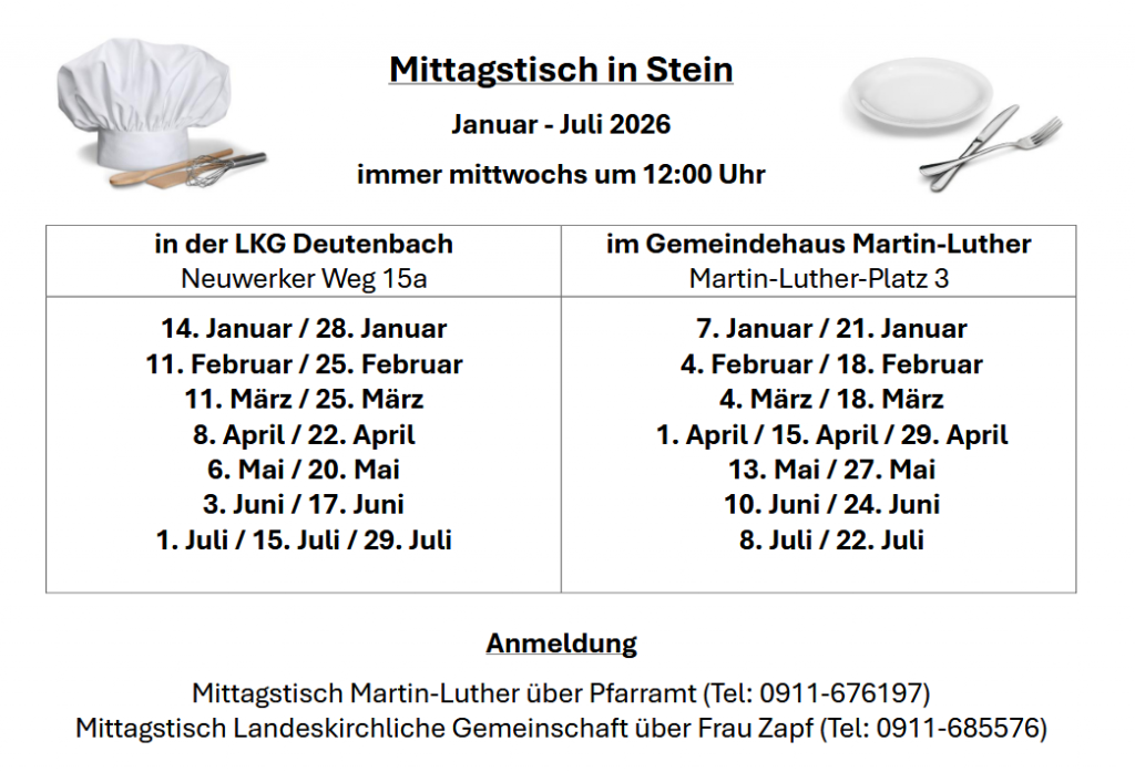 Mittagstisch Termine 2026